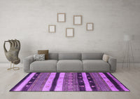 Machine Washable Solid Purple Modern Rug, wshurb1266pur