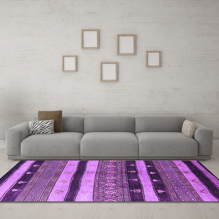 Machine Washable Solid Purple Modern Area Rugs in a Living Room, wshurb1266pur