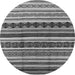 Round Machine Washable Solid Gray Modern Rug, wshurb1267gry