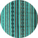 Round Solid Turquoise Modern Rug, urb1267turq