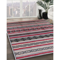 Mid-Century Modern Silver Pink Solid Rug, urb1267