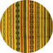 Round Solid Yellow Modern Rug, urb1267yw