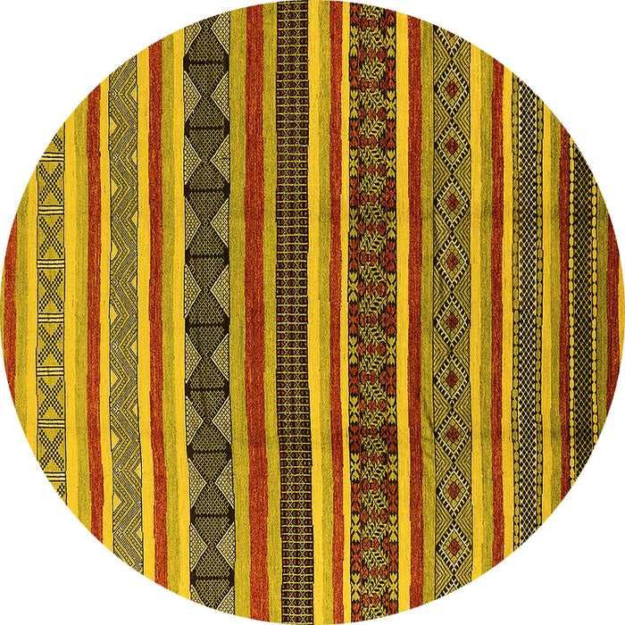 Round Machine Washable Solid Yellow Modern Rug, wshurb1267yw