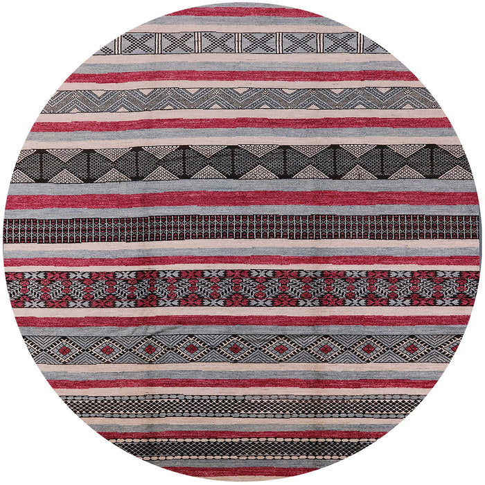 Round Mid-Century Modern Silver Pink Solid Rug, urb1267