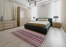 Mid-Century Modern Silver Pink Solid Rug in a Bedroom, urb1267