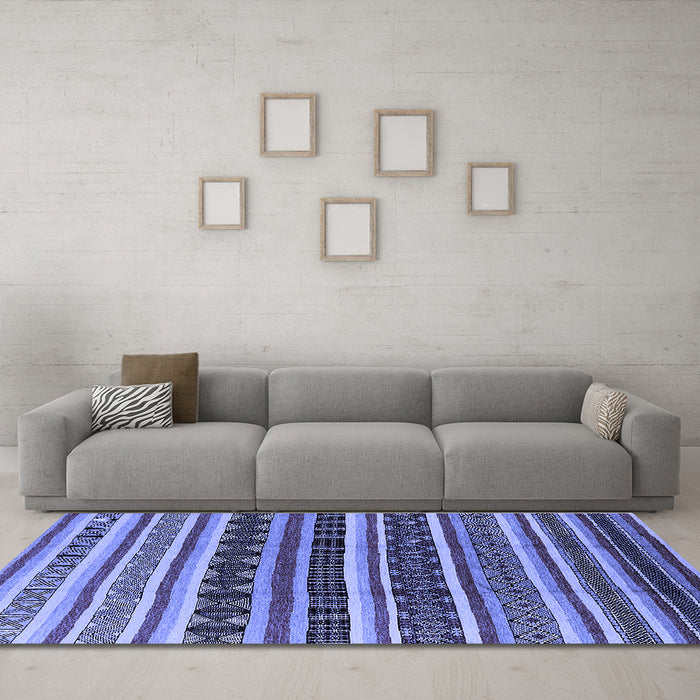 Machine Washable Solid Blue Modern Rug in a Living Room, wshurb1267blu