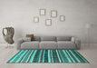 Machine Washable Solid Turquoise Modern Area Rugs in a Living Room,, wshurb1267turq