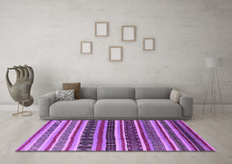 Machine Washable Solid Purple Modern Area Rugs in a Living Room, wshurb1267pur