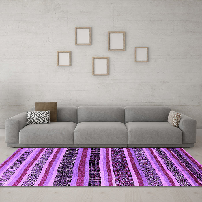 Machine Washable Solid Purple Modern Area Rugs in a Living Room, wshurb1267pur