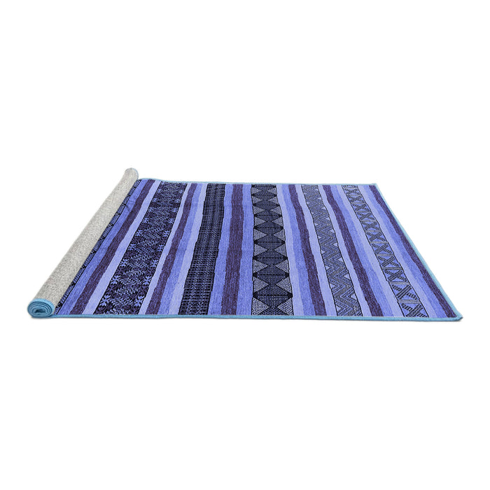 Sideview of Machine Washable Solid Blue Modern Rug, wshurb1267blu