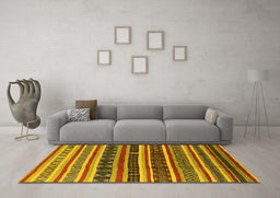 Machine Washable Solid Yellow Modern Rug in a Living Room, wshurb1267yw