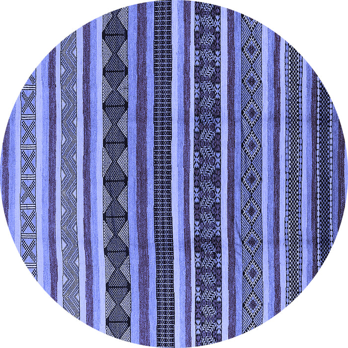 Round Machine Washable Solid Blue Modern Rug, wshurb1267blu