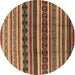 Round Solid Brown Modern Rug, urb1267brn