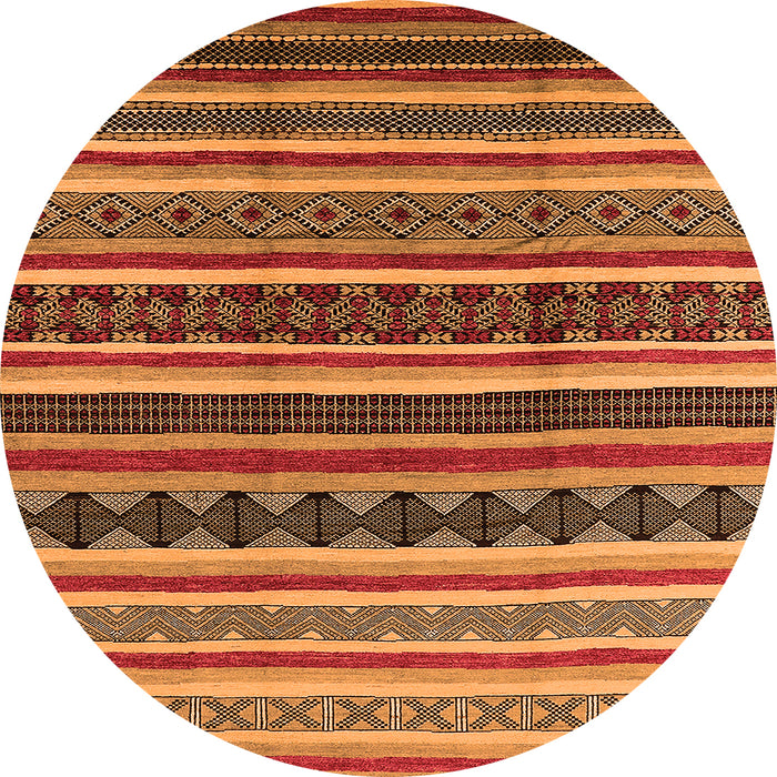 Round Machine Washable Solid Orange Modern Area Rugs, wshurb1267org