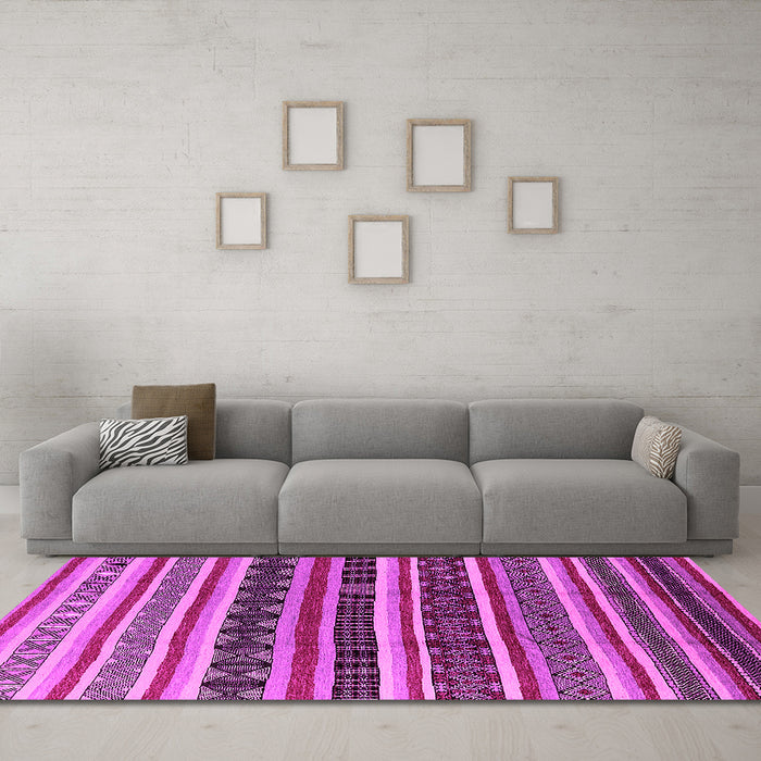 Machine Washable Solid Pink Modern Rug in a Living Room, wshurb1267pnk