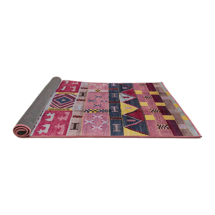 Sideview of Mid-Century Modern Khaki Rose Pink Solid Rug, urb1268