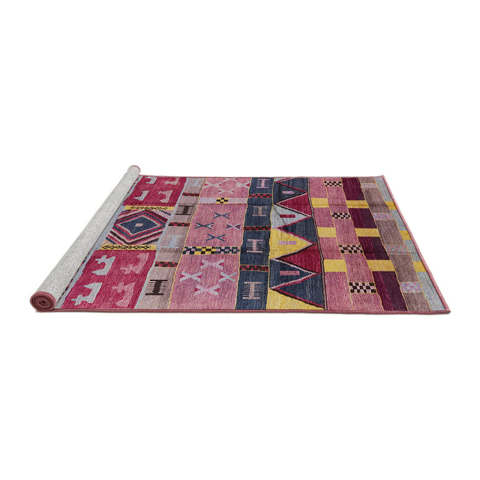 Sideview of Machine Washable Industrial Modern Khaki Rose Pink Rug, wshurb1268
