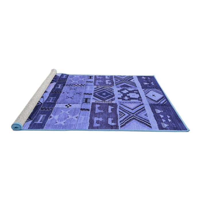 Sideview of Machine Washable Solid Blue Modern Rug, wshurb1268blu