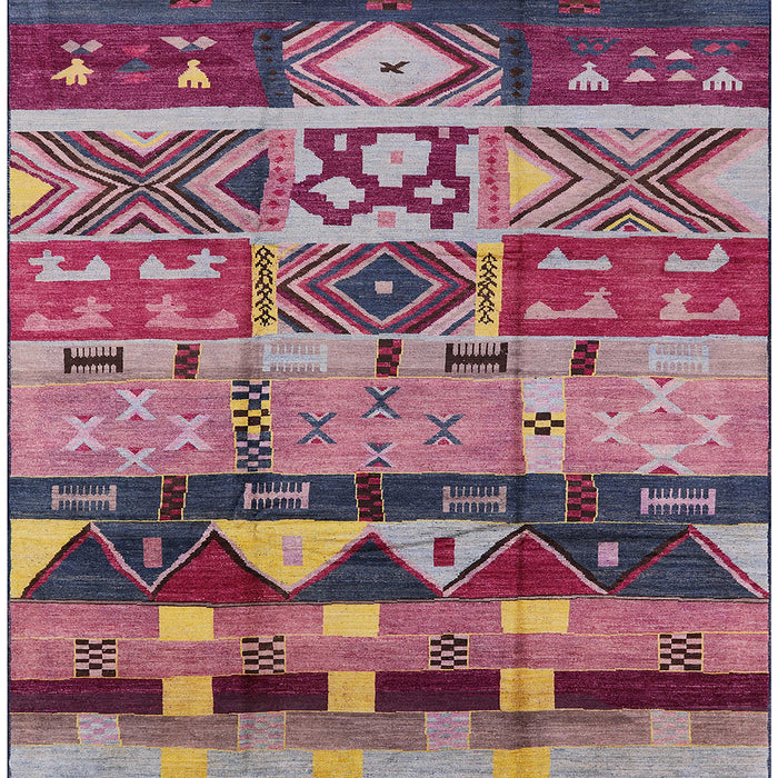 Square Mid-Century Modern Khaki Rose Pink Solid Rug, urb1268