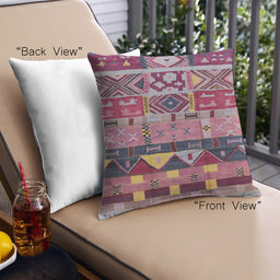 Front View of Mid-Century Modern Urban Square Khaki Rose Pink Throw Pillow, 18 inch by 18 inch, pwurb1268