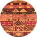 Round Solid Orange Modern Rug, urb1268org