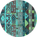 Round Solid Turquoise Modern Rug, urb1268turq