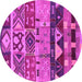 Round Machine Washable Solid Pink Modern Rug, wshurb1268pnk