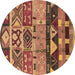 Round Machine Washable Solid Brown Modern Rug, wshurb1268brn