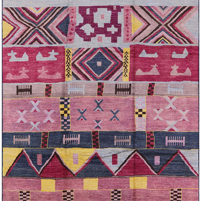 Machine Washable Industrial Modern Khaki Rose Pink Rug, wshurb1268