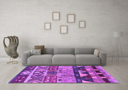 Machine Washable Solid Purple Modern Area Rugs in a Living Room, wshurb1268pur
