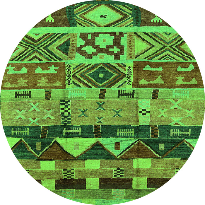 Round Solid Green Modern Rug, urb1268grn