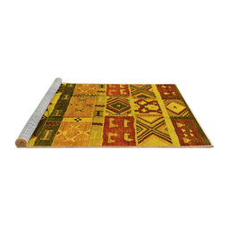 Sideview of Machine Washable Solid Yellow Modern Rug, wshurb1268yw
