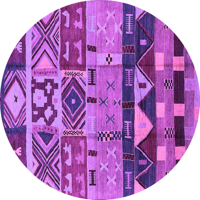 Round Machine Washable Solid Purple Modern Area Rugs, wshurb1268pur