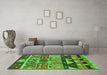 Machine Washable Solid Green Modern Area Rugs in a Living Room,, wshurb1268grn