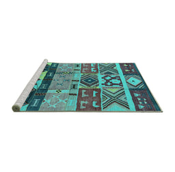 Sideview of Machine Washable Solid Turquoise Modern Area Rugs, wshurb1268turq