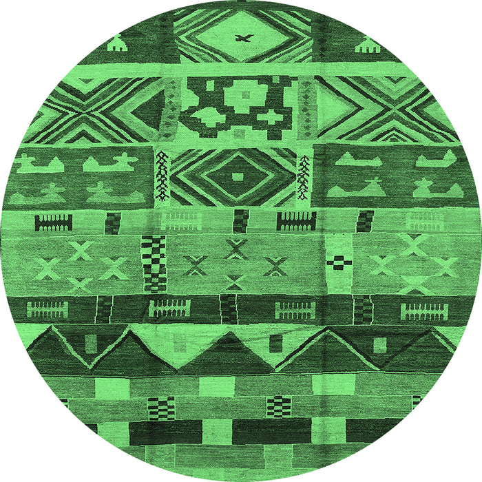 Round Solid Emerald Green Modern Rug, urb1268emgrn