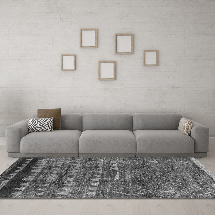 Machine Washable Solid Gray Modern Rug in a Living Room,, wshurb1269gry