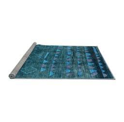 Sideview of Machine Washable Solid Light Blue Modern Rug, wshurb1269lblu