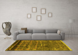 Machine Washable Solid Yellow Modern Rug in a Living Room, wshurb1269yw