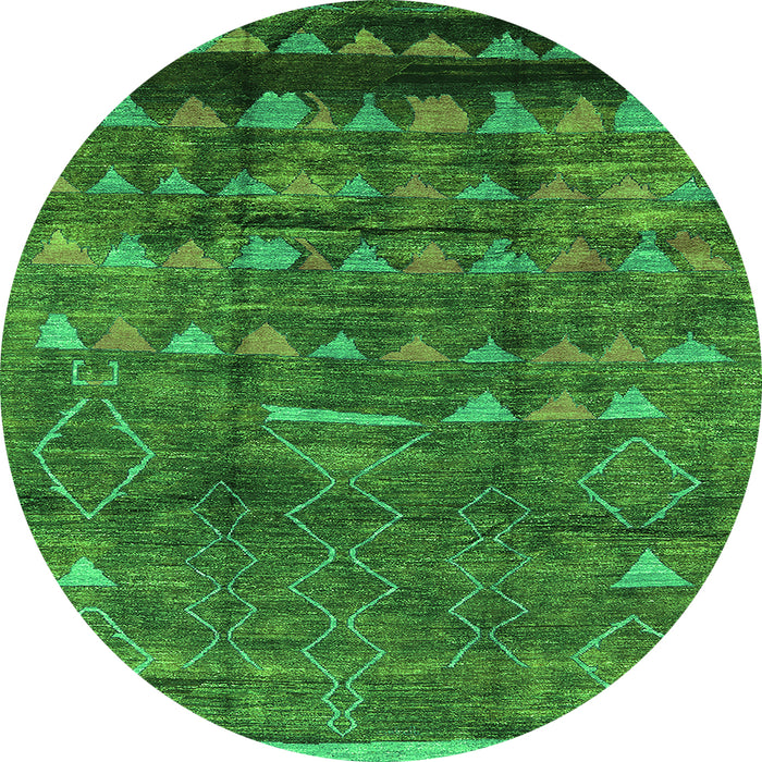 Round Solid Green Modern Rug, urb1269grn