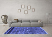 Machine Washable Solid Blue Modern Rug, wshurb1269blu