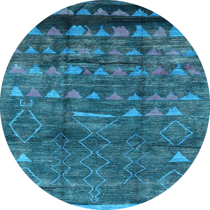 Round Machine Washable Solid Light Blue Modern Rug, wshurb1269lblu