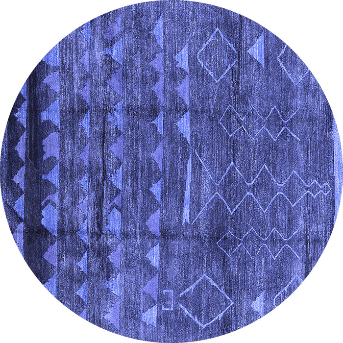 Round Solid Blue Modern Rug, urb1269blu