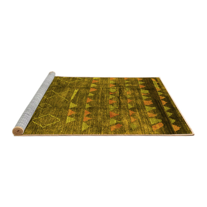 Sideview of Machine Washable Solid Yellow Modern Rug, wshurb1269yw