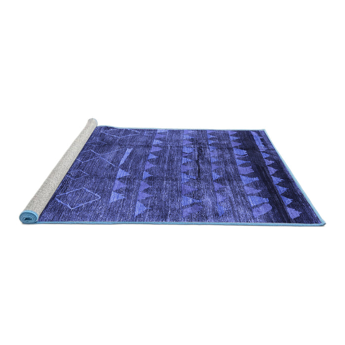 Sideview of Machine Washable Solid Blue Modern Rug, wshurb1269blu