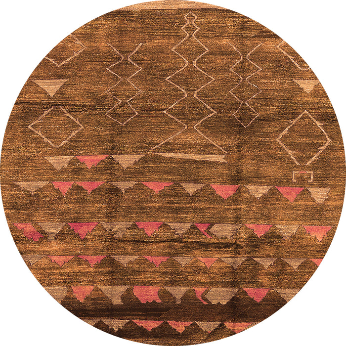 Round Machine Washable Solid Orange Modern Area Rugs, wshurb1269org