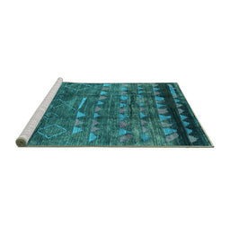 Sideview of Machine Washable Solid Turquoise Modern Area Rugs, wshurb1269turq