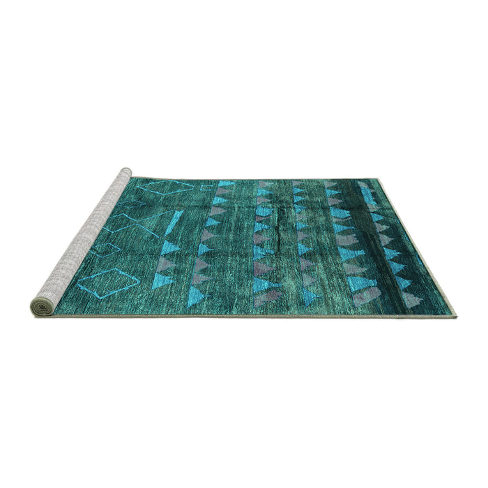 Sideview of Machine Washable Solid Turquoise Modern Area Rugs, wshurb1269turq