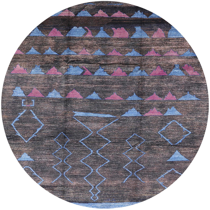 Round Machine Washable Industrial Modern Plum Purple Rug, wshurb1269