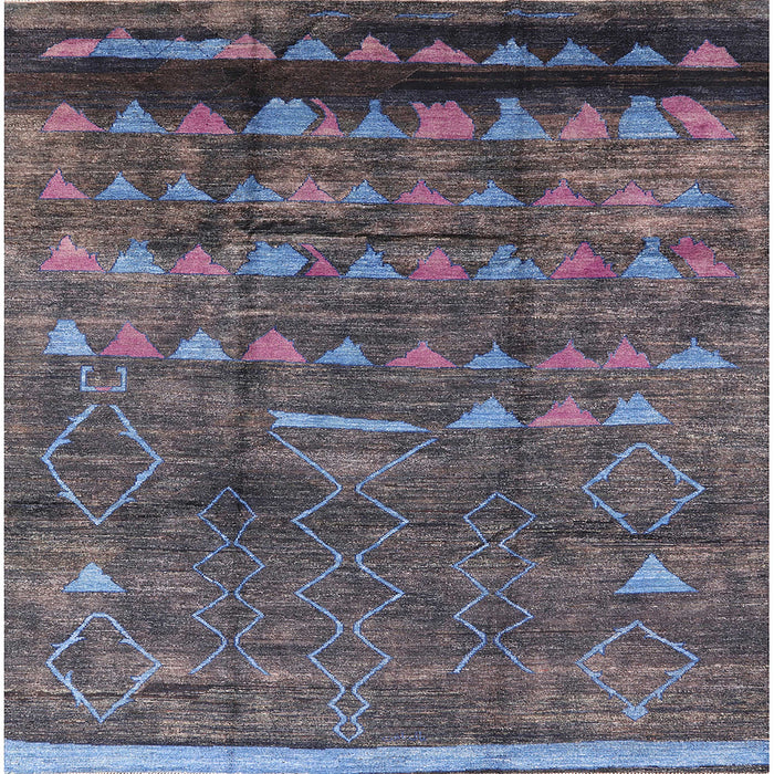 Square Mid-Century Modern Plum Purple Solid Rug, urb1269